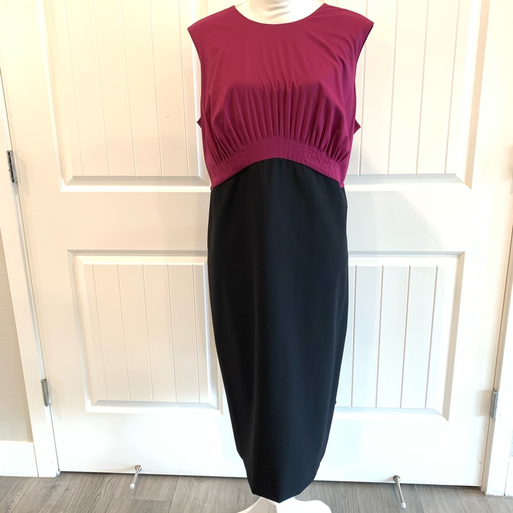 Kenneth Cole Magenta & Black Sleeveless Dress- 2X